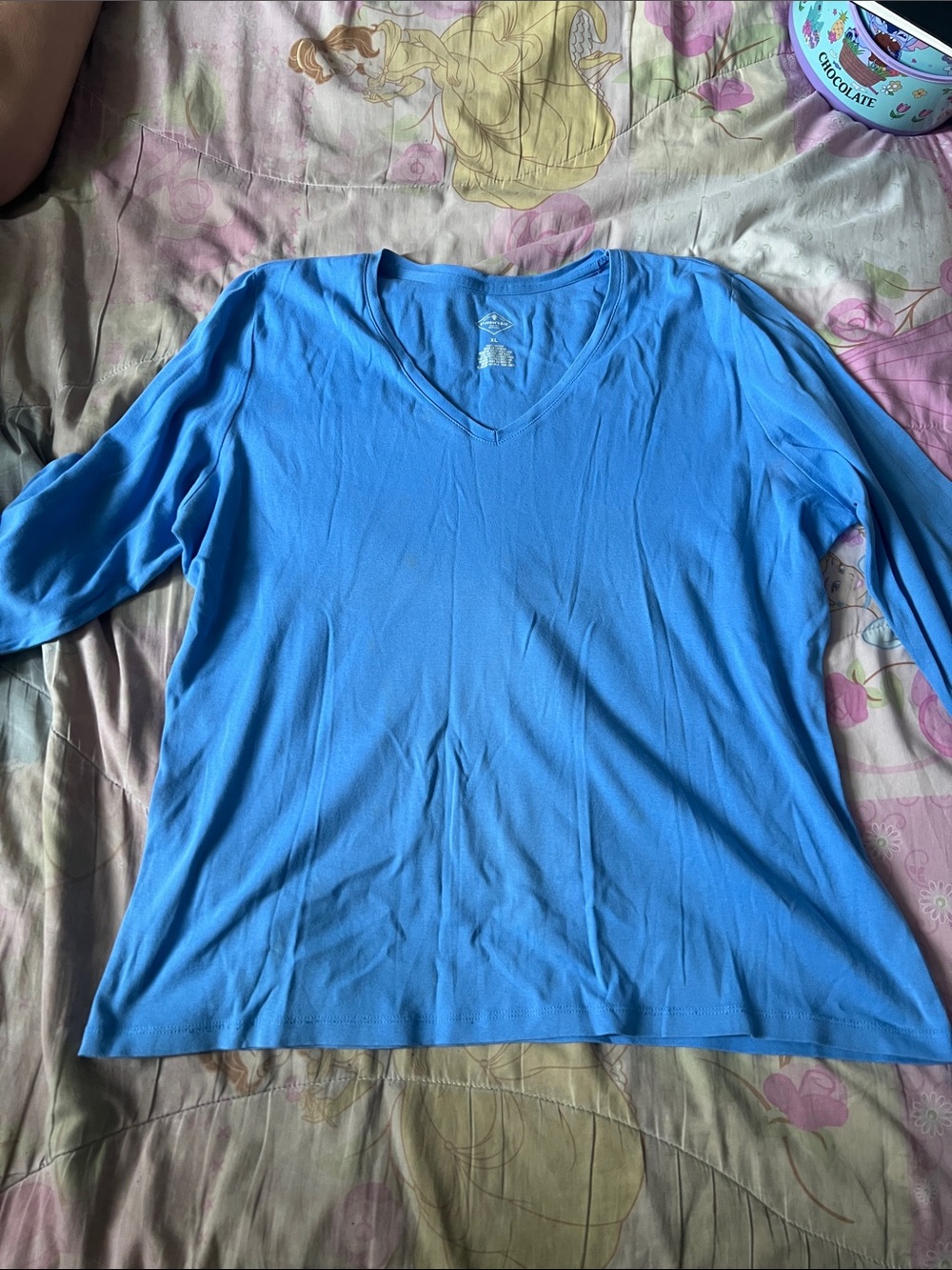 St. John's Bay Blue V-Neck Long Sleeve Tee